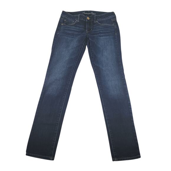 Vintage American Eagle Jeans Womens 2 28 Skinny Stretch Dark Wash Low Rise Y2k - Picture 1 of 13